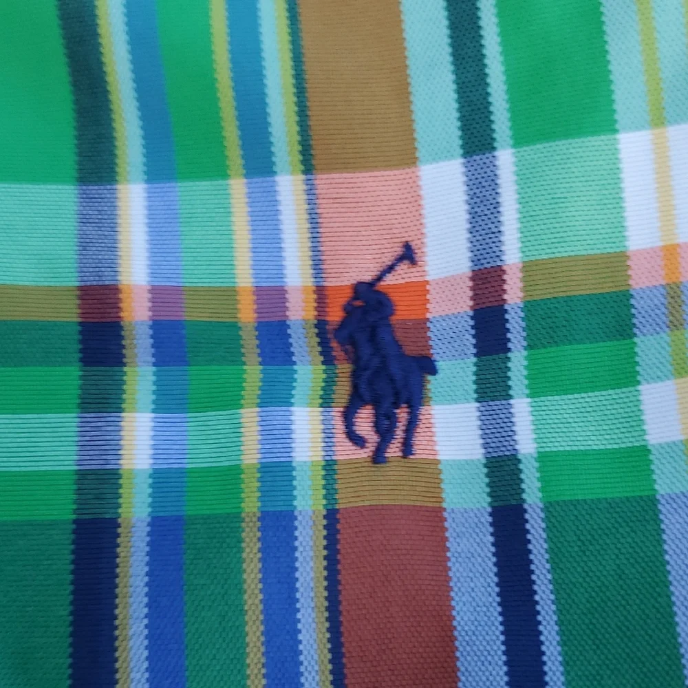 Polo by Ralph Lauren Green and Blue Casual Button Down Shirt Large